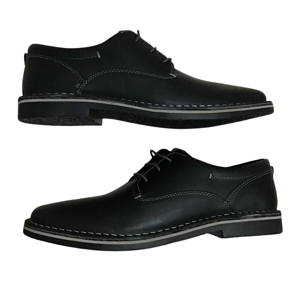 Steve Madden Harpoon Mens Black Leather Lace Up Round Toe Oxford‎ Size 10 New